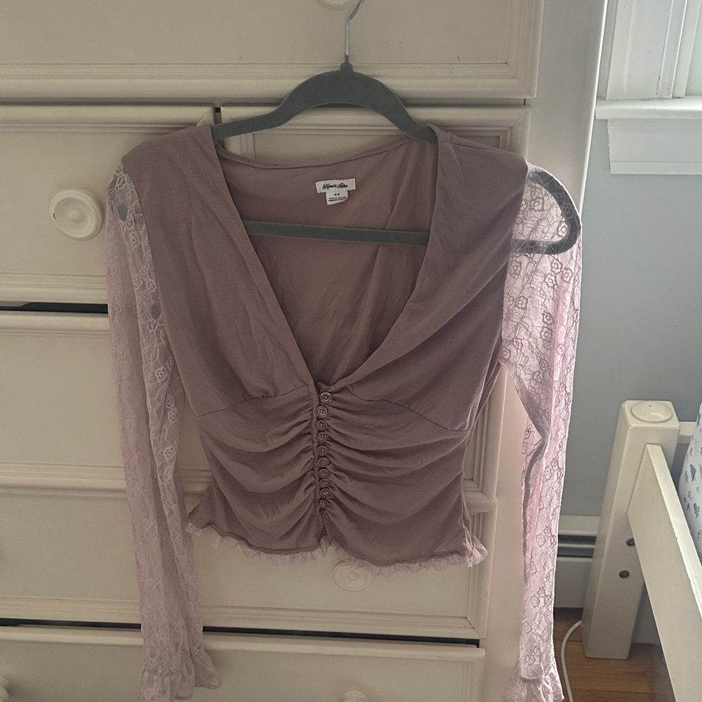 Urban Outfitters Lavender Lace Sleeve Blouse